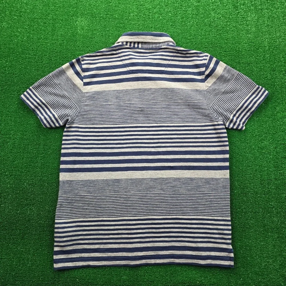 The North Face Polo Shirt Mens‎ Large Navy Blue Grey Striped Pocket Tee Outdoors